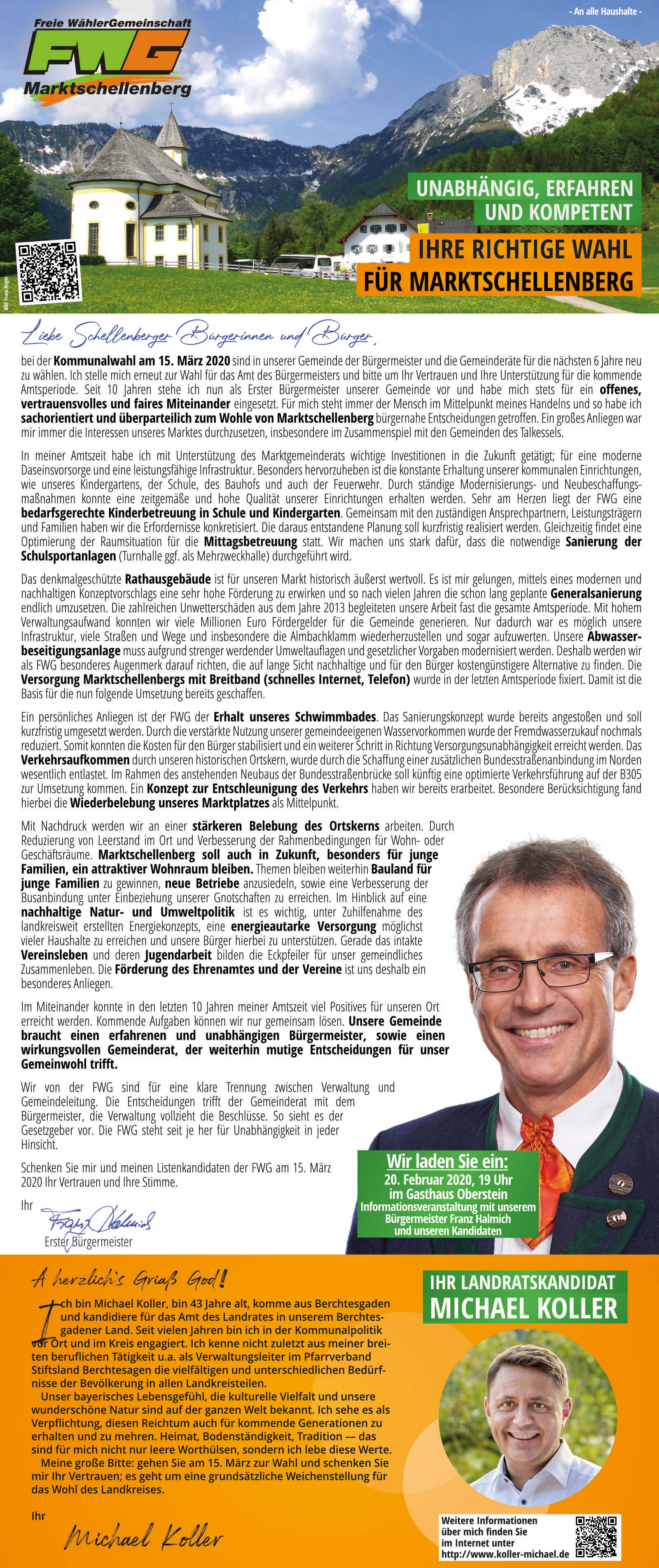 Flyer FWG Marktschellenberg - Vorderseite