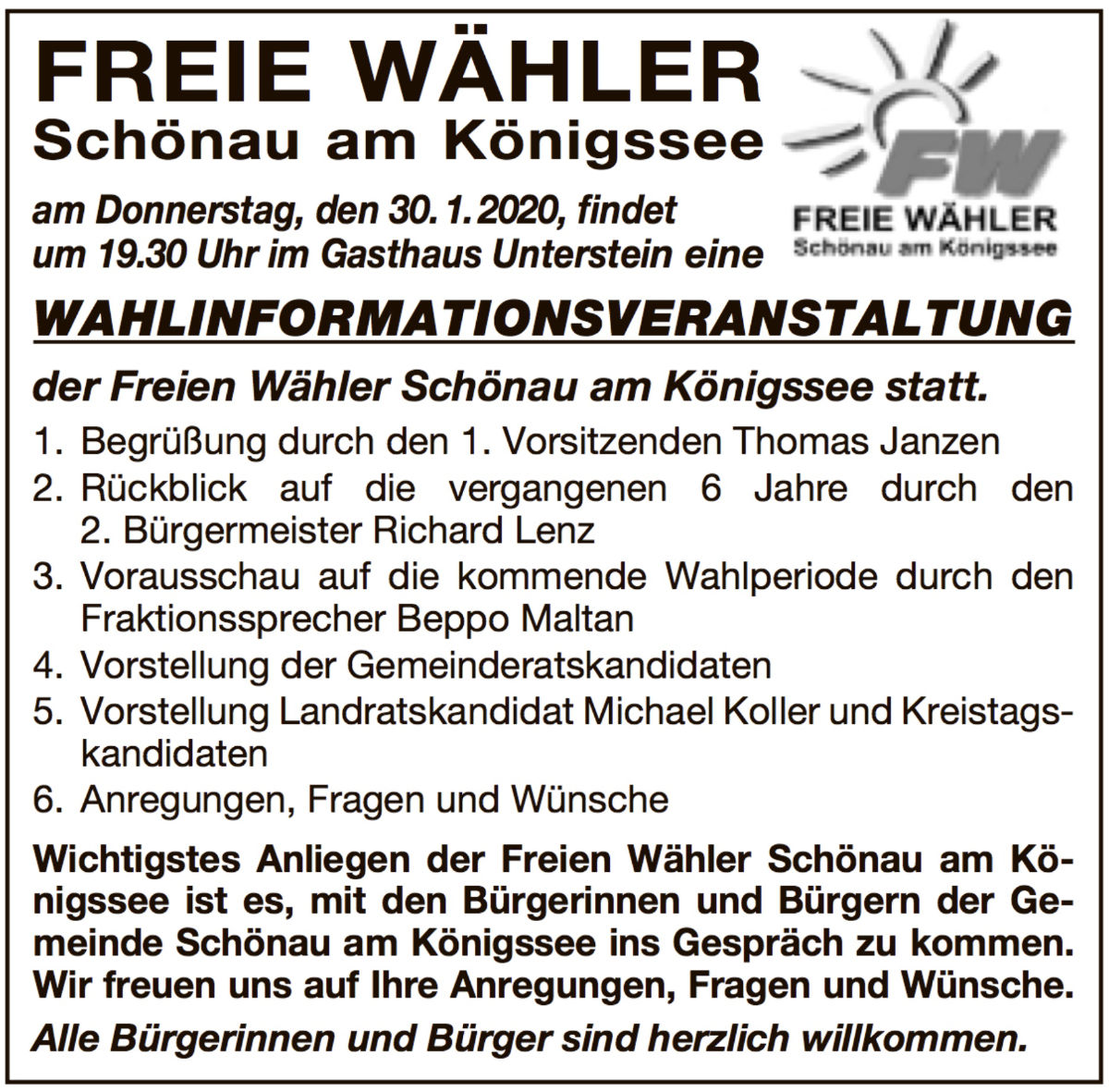 Einladung Wahlversammlung