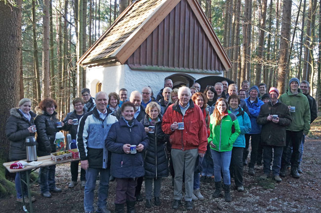 Gruppenbild der Teilnehmer an der Winterwanderung 2018 der FWG Teisendorf